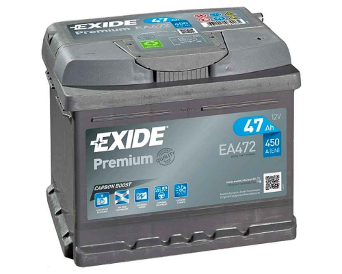 Акумулятор EXIDE PREMIUM 47Ah Н Ев (-/+) (450EN) (д207*ш175*в175) EA472