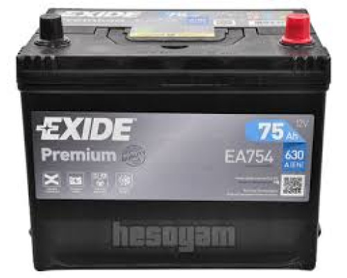 Акумулятор EXIDE PREMIUM 75Ah ASIA Ев (-/+) (630EN) (д260*ш173*в225) EA754